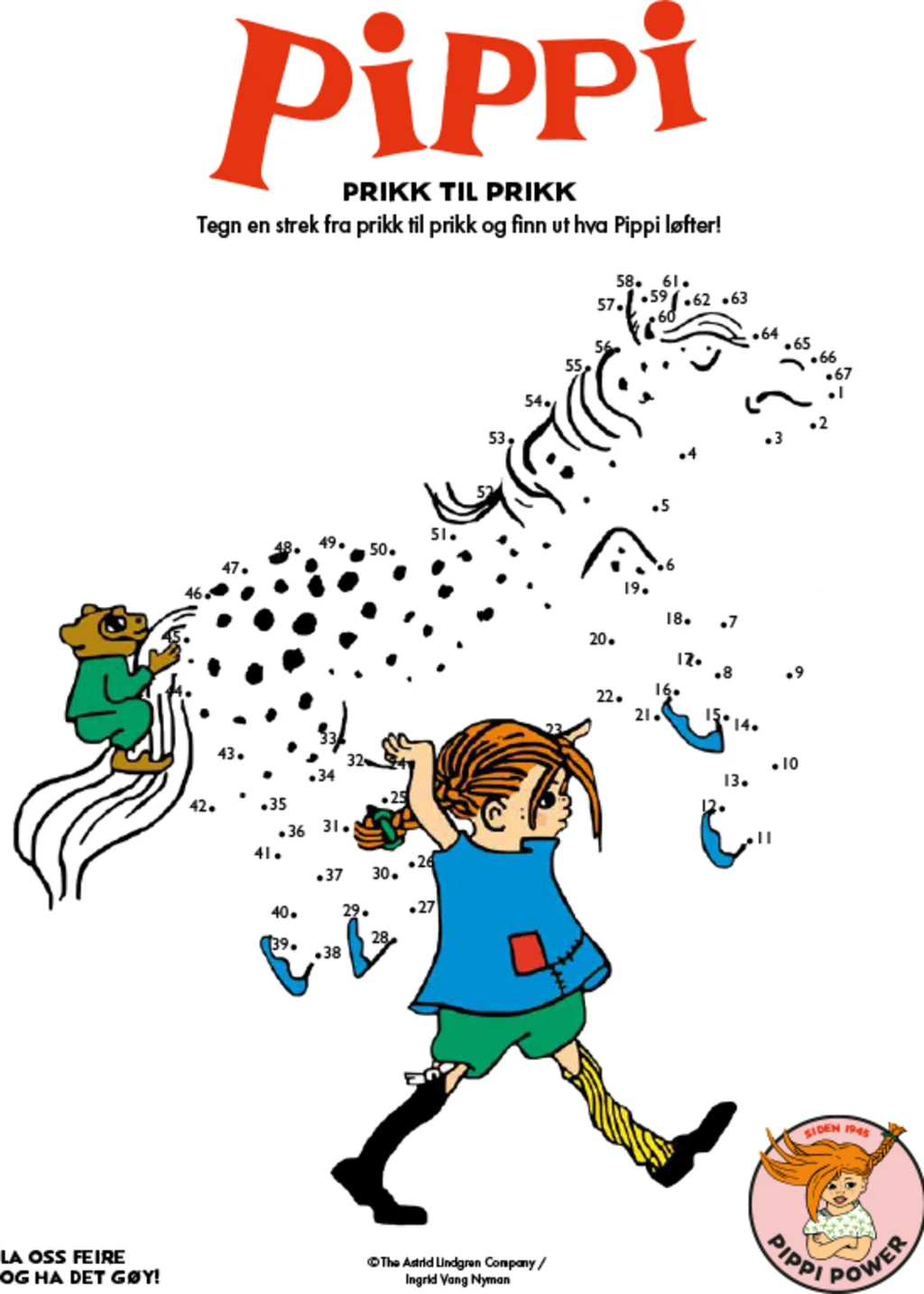 Pippi - prikk til prikk aktivitetsark