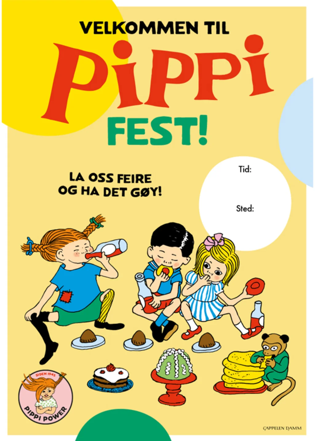 Velkommen til Pippi-fest invitasjonskort
