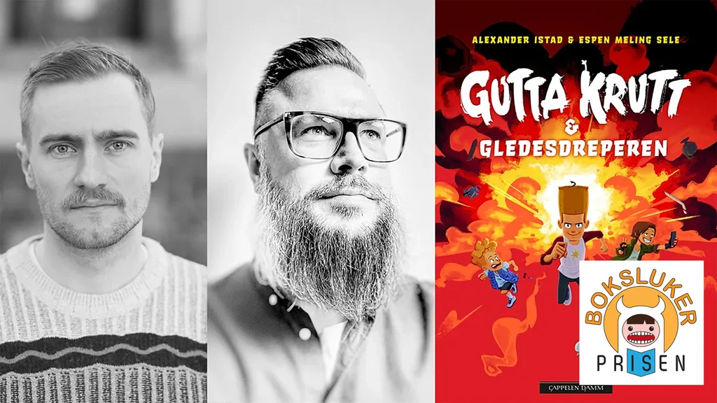 Alexander Istad og Espen Meling Sele med boken Gutta Krutt