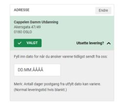 Viser hvordan man velger utsatt levering.