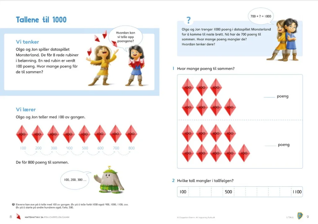 Vi lærer og spørsmålsoppgave fra Matematikk 3A Grunnbok.